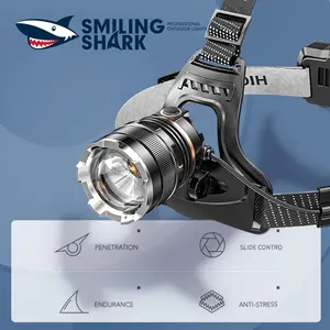 【K225】SmilingShark XHP70 Yellow Light Head Lamp Led Headlight Flashlight USB Rechargeable 18650 Super Bright Sensor Zoomable Headlamp Outdoor Hiking Camping Multifunctional Emergency