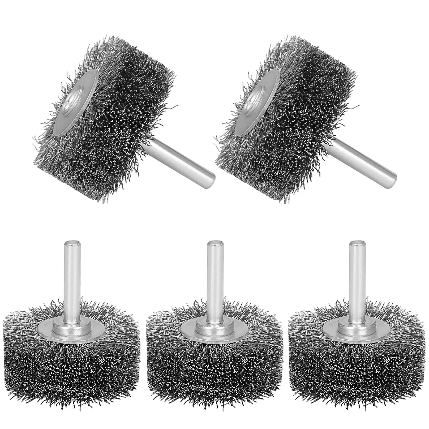 5 Pack 2 Inch Wire Wheel Brush for Drill Attachment,Heavy Duty Wire Brushes Removal  Rust & , 0.012" Coarse Crimped Stainless Steel Wire, 1/4in Shank, 20000RPM