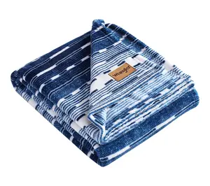 Wrangler Logan Stripe Blue Plush-Fleece 50"X60"Throw