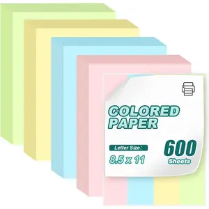 600 Pack Letter Size Colored Printer Copy Paper 8.5 x 11 Assorted for Printer Arts & Crafts DIY Projects School & Office 150 Sheets Per Color Pink Blue Yellow Green