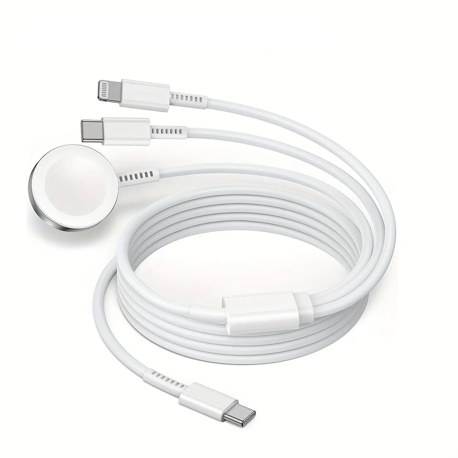 3 In 1 (4FT) For Apple Watch Charger, For IPhone Watch Charger, USB C Multi Charging Cable For Apple Multiple Devices, Travel Charger For IWatch 9/8/7/6/5/4/3/2Ultra2/SE/For IPhone 15/14/13