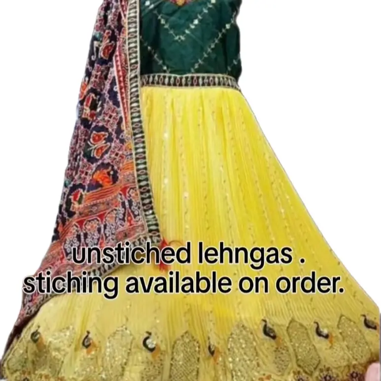 Peacock Design Lehnga Set in Silk - Women's 3-Piece Party Wear Set with Formal Style - Womenswear guest dress