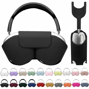 Apple Airpods Max Smart Case Cover, Soft PU Leather Protective Cover Accessories for Airpod Max with Sleep Mode, Anti-Dust Travel Carrying Case for Airpods Pro Max Headphones, Black