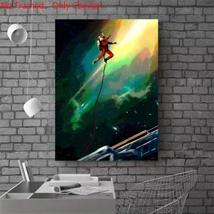 1 piece/set frameless canvas painting print poster, Space landscape Fantasy art，Astronaut floating in colorful nebula， a perfect gift for Universe loves, ideal gift for bedroom, living room, dorm hallway, kitchen, mural, wall decoration, room decor