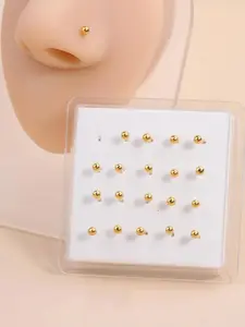 Nose Studs with Clear Box, Stainless Steel Round Head Nose Studs, Fashionable Body Jewelry for Women & Men, High Quality Jewelry, Nose Piercing Jewelry