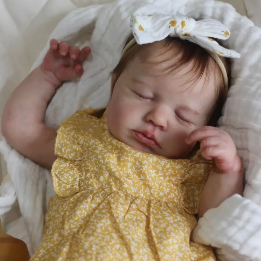 GUESSBELLY 50cm Asleep Reborn Baby Doll with 3D-Paint Skin and Visible Veins (Cloth Body, Vinyl Limbs) 20inch Newborn Baby Girl Art Toy Lifelike Kids Birthday Gift