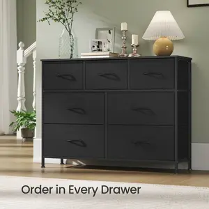 SONGMICS Cupboards Cabinets Dresser - Fabric Storage Tower, Bedroom Organizer, Chest of Drawers for Closet, Entryway, Versatile Design