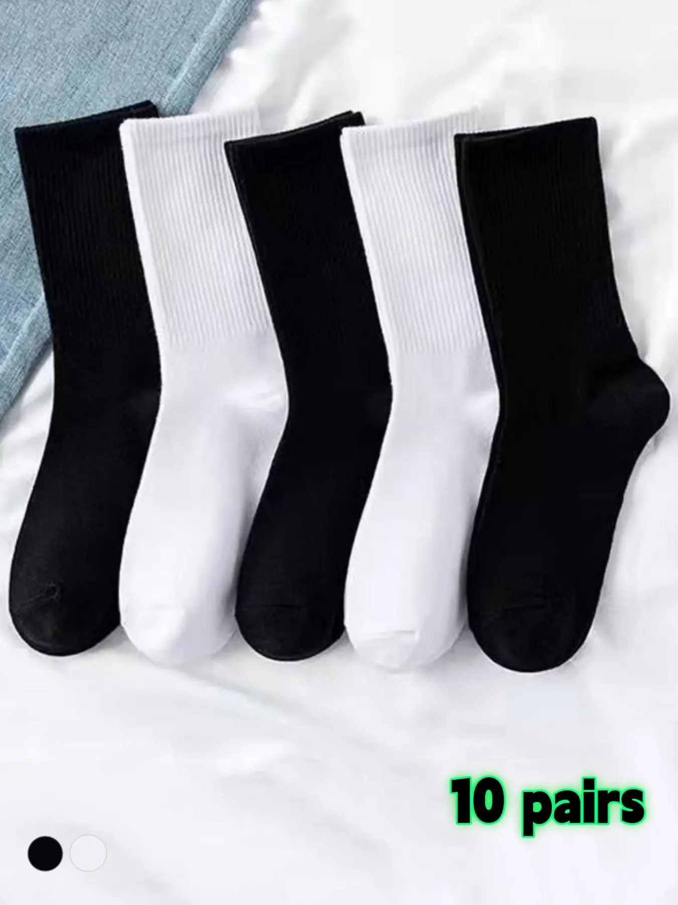 10 pairs of men's breathable mid-calf socks, sweat-wicking couple socks, suitable for everyday casual wear, work, and business attire; versatile for running, exercise, and sports