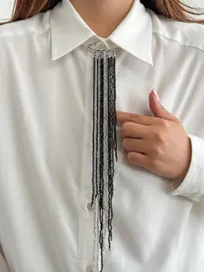 Boho Style Casual Vintage Crystal Beaded Long Fringe Brooch Pin, Fashionable Women's Lapel Pin, Elegant Versatile Jewelry Gift