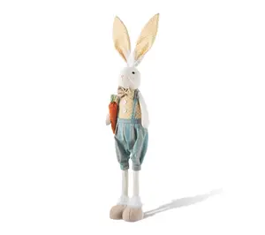 Glitzhome Easter Fabric Bunny with TelescopingLeg