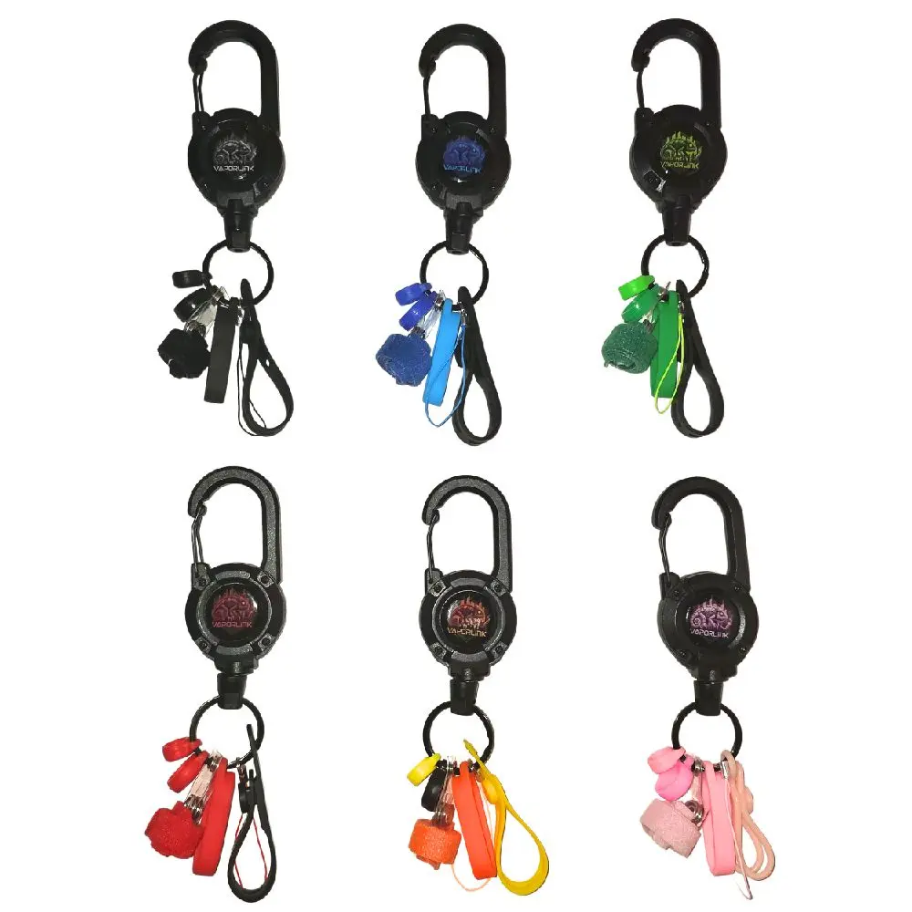 Anti-Theft Anti-Lost Retractable Keychain Heavy Duty Carabiner Clip with Steel Wire Cord & Silicone Grip Attachments