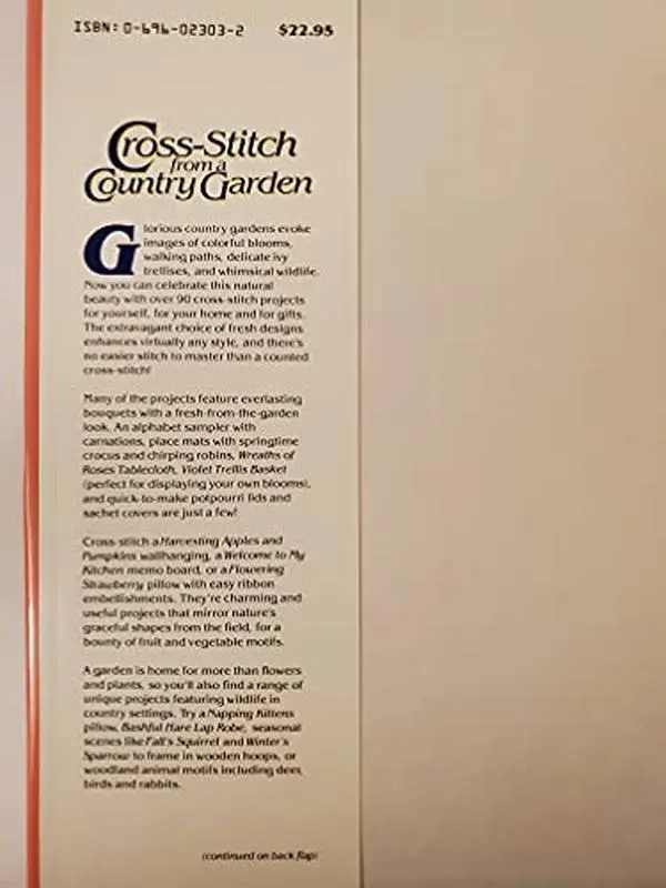 USED-Cross-Stitch from a Country Garden by McCall's Needlework and Crafts (Hardcover)