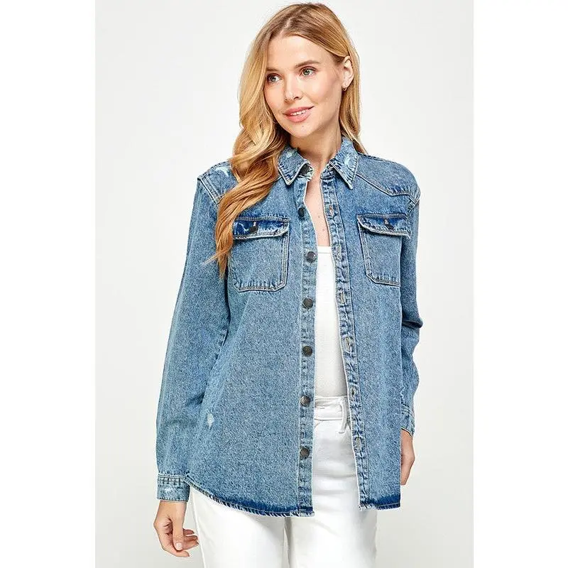 Women's Distressed Denim Shirts