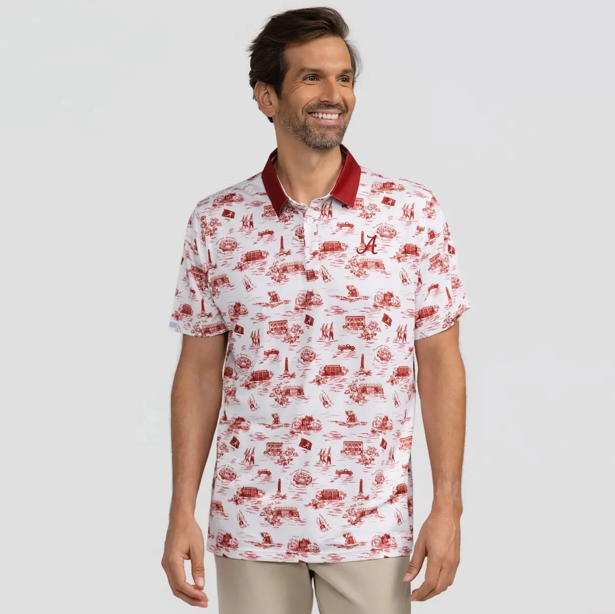 Alabama Short Sleeve Tee, Casual Collared Shirt Boatyard Button-Up Shirt Crimson Tide Smith & Quinn Toile Teddy Polo - White