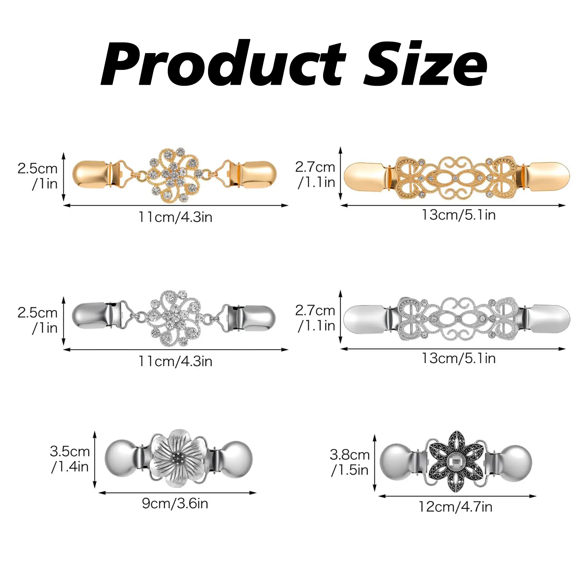 6 Counts Vintage Sweater Shawl Clasps, Metal Fasteners for Cardigans and Dresses
