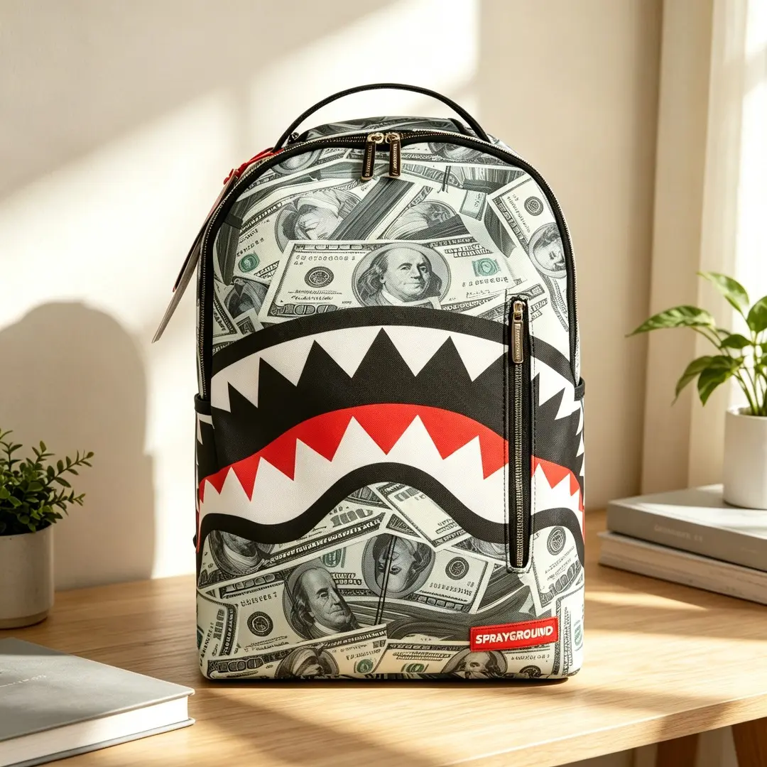 Sprayground Shark Backpack Streetwear Style, Checkered Laptop Backpack for Men Women, Large Capacity School Bag with Adjustable Straps, Hip Hop Fashion Travel Daypack, Trendy Casual Bookbag for Teens