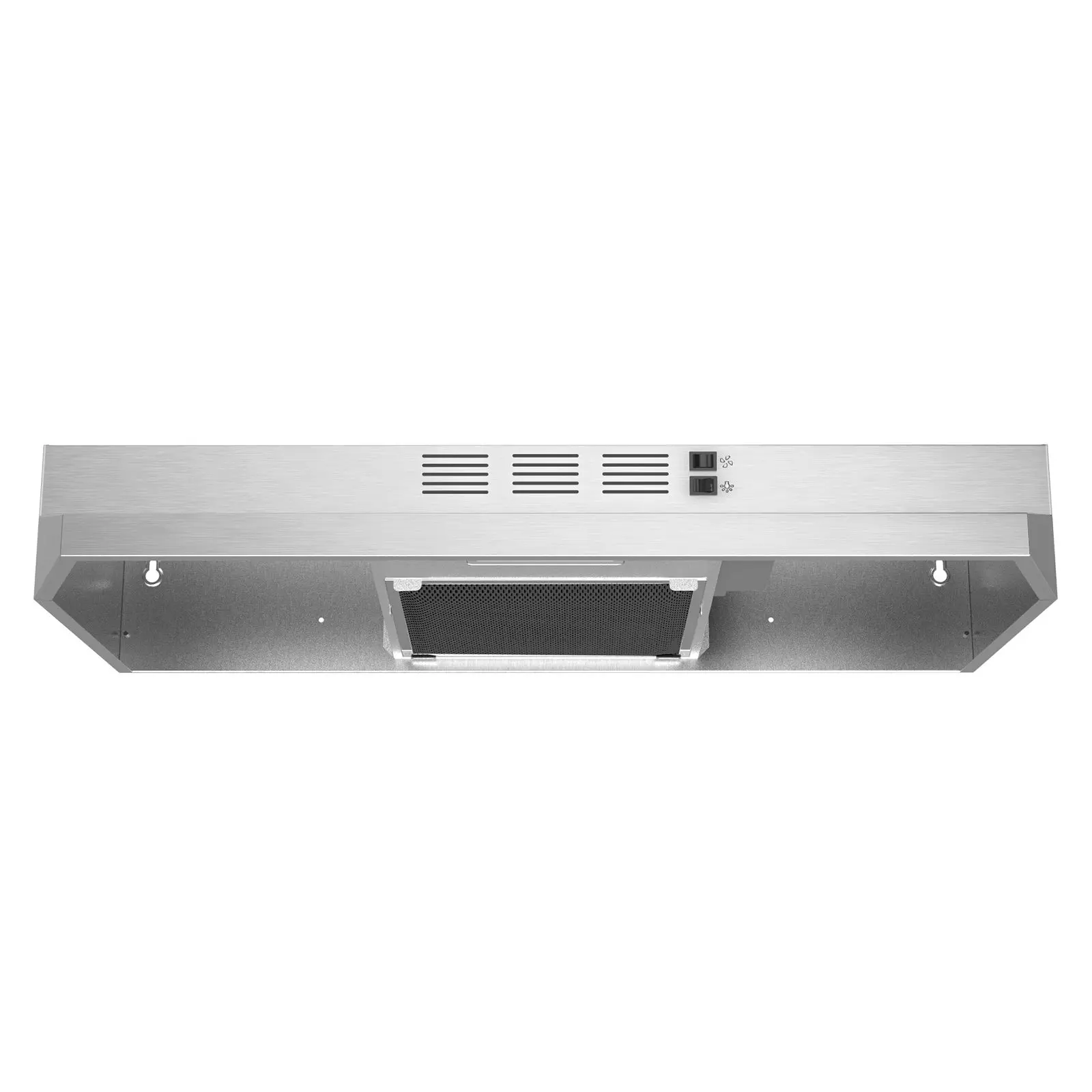30-Inch Silver Stainless Steel Undercabinet Range Hood ZMS-3976-T, 280 CFM Flow, 2-Speed Integrated Rocker Button, Mesh Metal Filter, Durable Motor, LED Light, Smoke Removal Vapour Exhaust Vent, Built-In Filtration, Household Large Kitchen Appliance