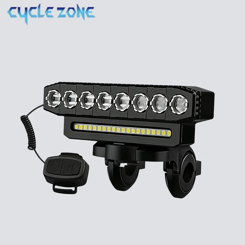 8 LED Bicycle Front Light, USB Rechargeable 130-Decibel Bike Horn, Easy Installation 6-Mode Night Riding Bike Headlight, Bicycle Parts, Cycling Accessory