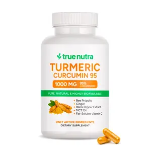 True Nutra Turmeric Curcumin 95 1000 MG Pure Natural Highly Bioavailable with Bee Propolis Ginger Black Pepper Extract MCT Oil