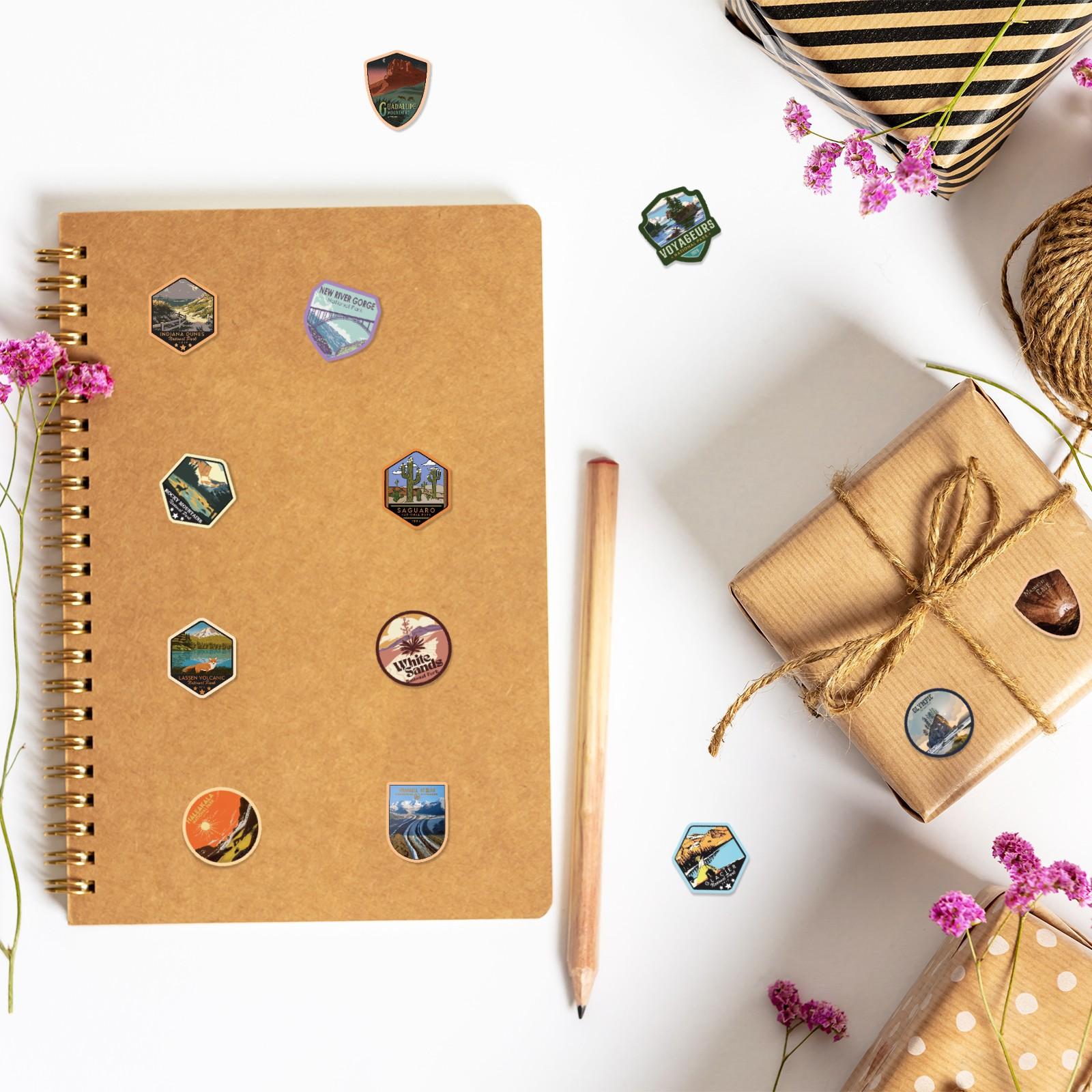 63Pcs National Park Stickers,Outdoor Nature Camping Hiking Inspired Waterproof Vinyl Decals for Water Bottles Laptop Car,Travel Adventure Parks Stickers