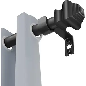 Curtain Rods for Windows 35- inch, 5/8 inch Matte Black Curtain Rod with Brackets Adjustable Telescoping for Bedroom Kitchen Study Living Room
