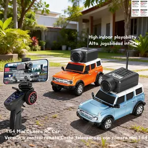 Mini Remote Control Car, 1:64 Scale Fpv Drifting Car with 720p HD Camera, 2.4 Ghz Transmitter, First-Person View Control, Includes Trailers & LED Lights for Kids 8+ and Adults