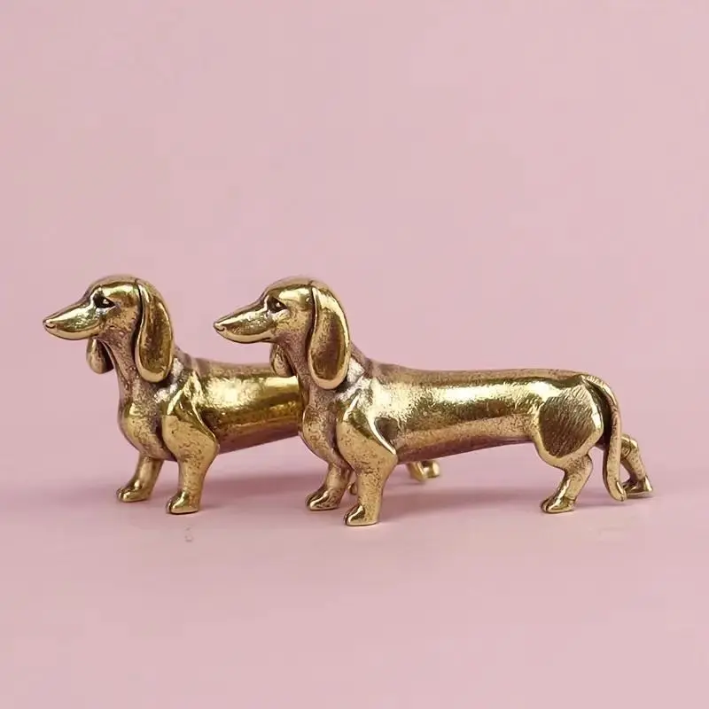 Dachshund Dog Design Brass Ornament, 1 Count Desktop Decorative Ornament, Home Decor for Living Room Bedroom Office, Gift for Friend & Family, Desktop Statue, Figurine, Home Decor Ornaments, Collectible Figurines, Home Decoration