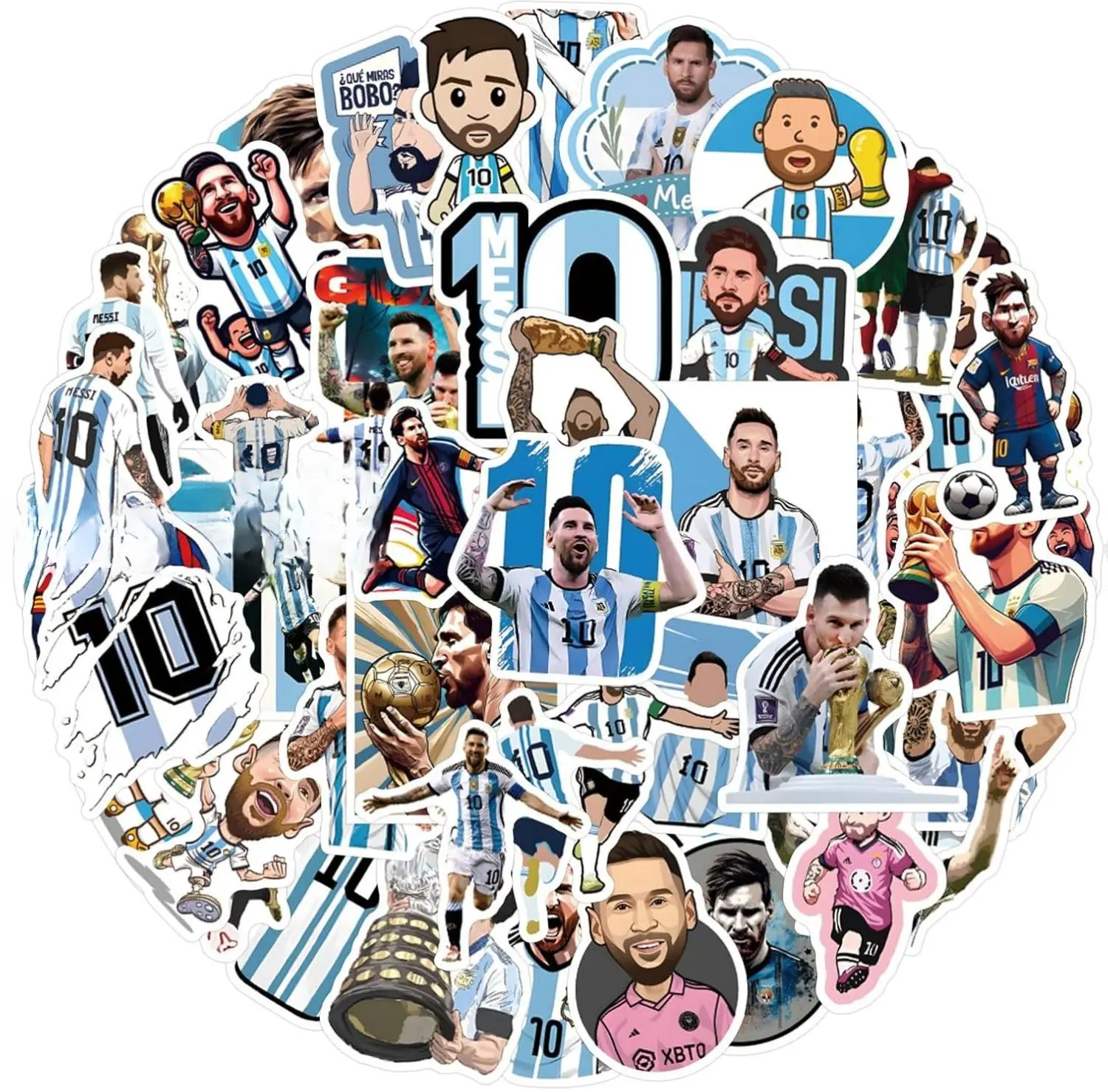 50Pcs Messi Sticker for Kids, Cool Soccer Sport Waterproof Vinyl Stickers for Adult Teen Girl Water Bottle, Laptop, Phone, Computer, Guitar, Notebook, Skateboard