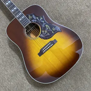 J200 Acoustic electric Guitar Rosewood fingerboard Black protective cover plate spruce wood body 6 strings
