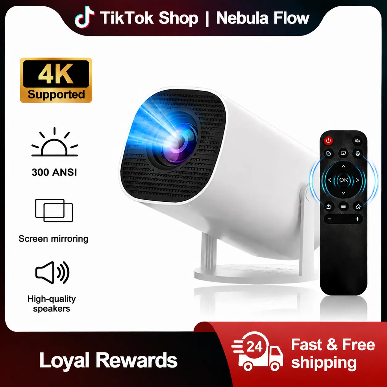 Mini Projector HY300 Pro 300 ANSI With 4k Decoding Supported Full HD 720P Built-in High Quality Speaker Screen Mirroring # Home Theater #US Warehouse