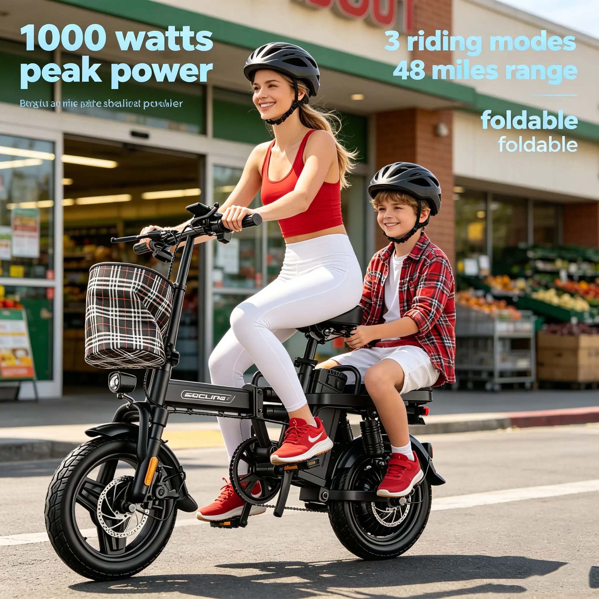 E14 Compact Folding Ebikes - 1000W Electric Bike, 14" Tubeless Tires, Dual Disc Brakes, UL Certified Battery, Up to 45 mi Range, 12-Month Warranty, Ideal for Urban Commuting