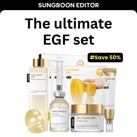 [SAVE 50%] The ultimate EGF set l Silk Peptide Golden Glow Gift Set for Glass Korean Skin l EGF, 30 Peptides, Copper Tripeptide, Acetyl Hexapeptide-8 l Rejuvenating Skincare, Look of Fine Lines, Firming Care, Radiant Glow | Korean Skincare, K-Beauty