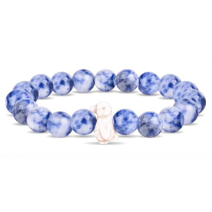 Fahlo Elastic Bead Bracelet with Penguin Tracker, Handmade Natural Jewelry for Animal Lovers, Supports Wildlife Conservation, Elastic Bead Bracelets & Bangles, Donate, Stretch Elastic Fit