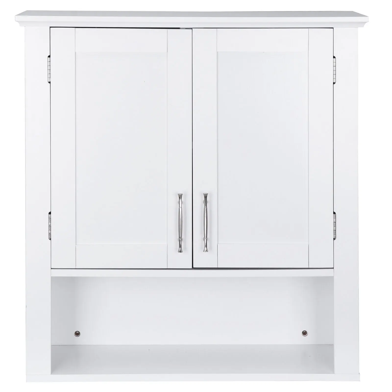 Segawe White MDF Wood Waterproof Wall-Mount Bathroom Cabinet - Double Doors, 3 Organizer Shelves, Clean Look, Quick Setup, Space-Saving, 58x20x61cm Modern Home Furniture for Bathroom Storage, Home Decor