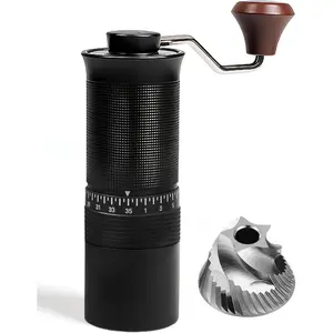 Manual Coffee Grinder with Stainless Steel Burr- 1.12oz Handheld Mill for Espresso, Drip, French Press,with 35 Adjustable Settings & Quiet (Black)