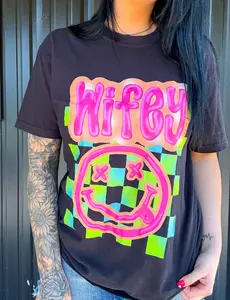 Neon Wifey Checkered Tee Or Sweatshirt