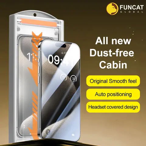 FUNCAT Global 3PCS Smartphone Screen Protectors with Reusable Handheld Frame for iPhone 16/16 Plus/15/14/13/12, Dust-Free, Smooth Install, No Bubbles, Precise Fit, HD Ultraclear, Cellphone Protection Accessory, Iphone 15
