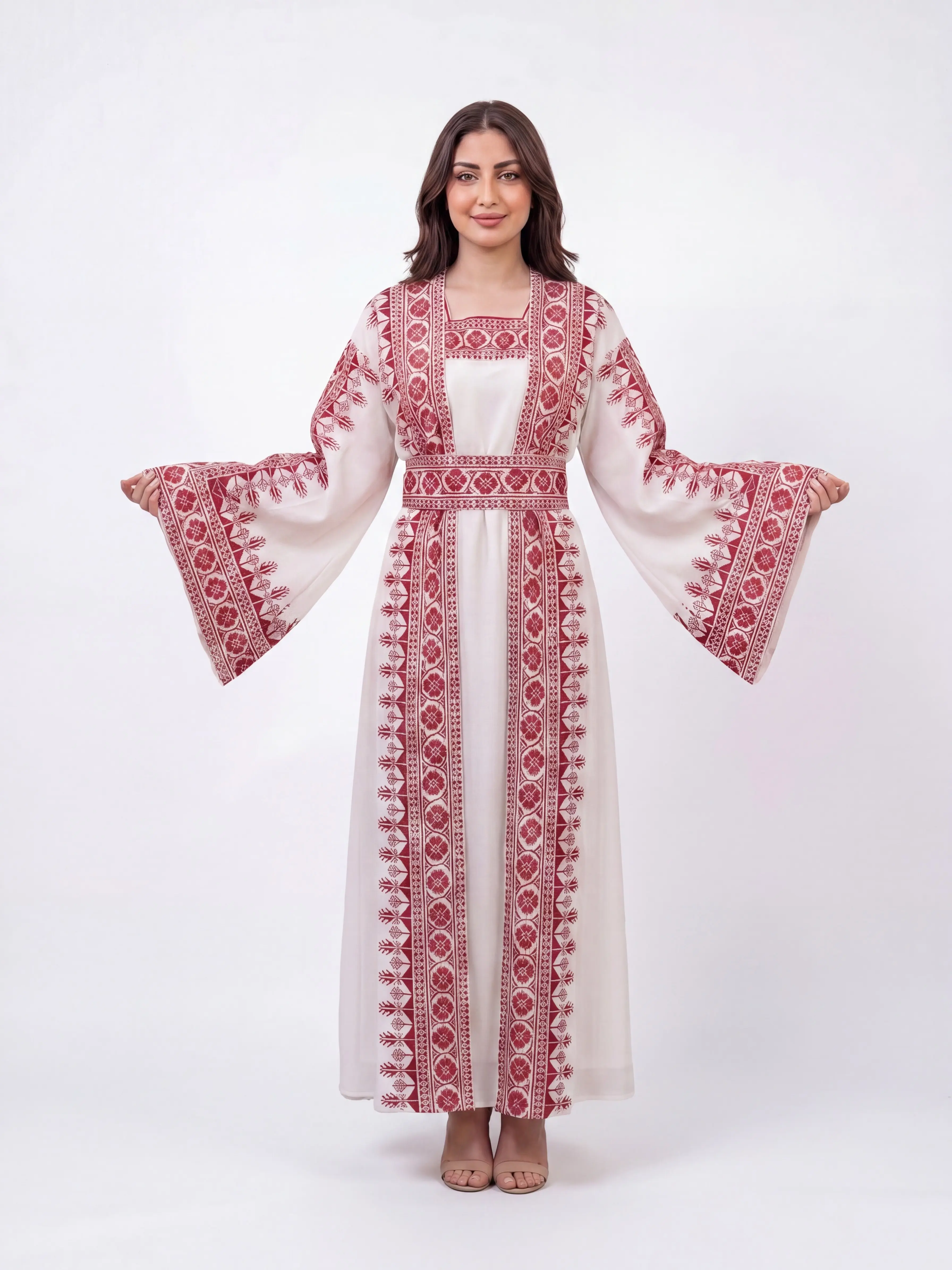 Women's Hewayda Embroidered Thobe Set - Traditional Style Costumes - Ceremonial Arabic Eid Dress - Perfect for Ramadan, Statement Gift for Her