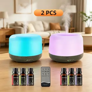 2PCS 500ml Essential Oil Diffuser with Remote, Auto Shut-Off, BPA-Free, Aromatherapy 2PCS 500ml Essential Oil Diffuser with Remote, Auto Shut-Off, BPA-Free, Aromatherapy