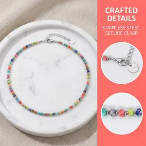 （Buy necklace get bracelet free ）Colorful Handmade Braided Beaded Necklace Bracelet With Medieval Style Vintage Layered Casual Necklace For Women's Trendy Jewelry Gift Natural Seashell Design