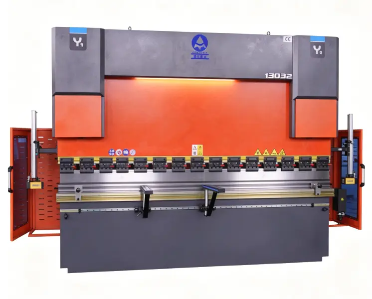 High Precision 130T/3200mm Orange-Gray Carbon Steel Bending Machine, DA58T 4+1 Axes System, Ft Switch, Light Curtain Protection, Anti-Torque, Electronic Load Resistance, Ball Screw Linear Guide, Free Sheet Bending Aluminum Mold, A Set of Mold for Free
