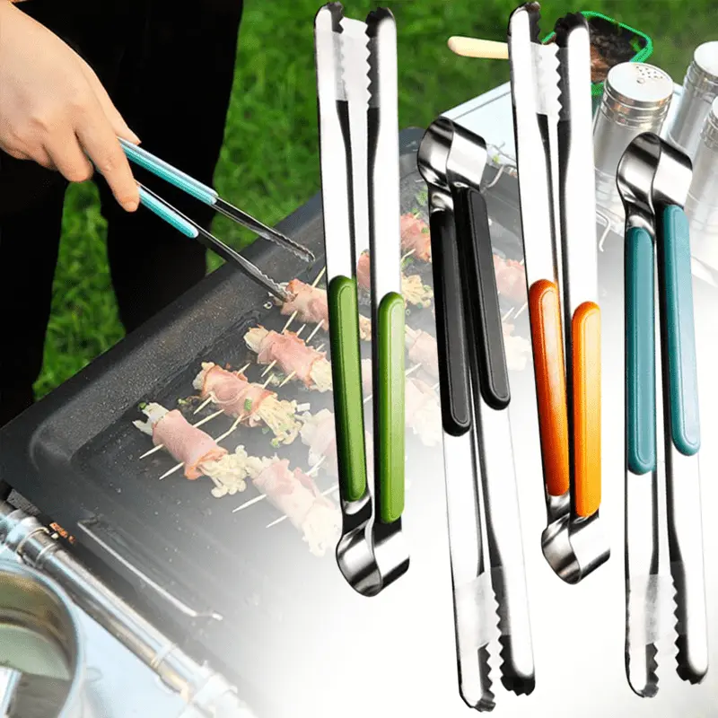 4 Pack Stainless Steel Kitchen Tongs, Serving Tongs for Cooking, 10 Inch Metal Food with Non-Slip Comfort Grip, Non-Stick Cooking High Heat Resistant BBQ Grill Barbecue Grilling