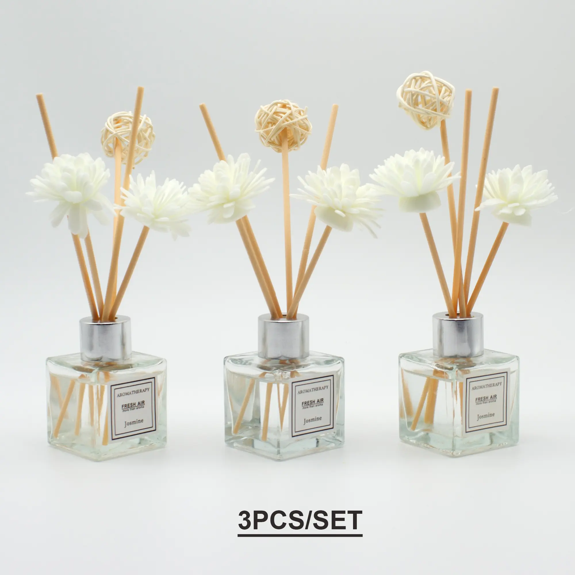 50ml Reed Diffuser with Stick, 3pcs/set Aromatherapy Essential Oil Diffuser, Aroma Scented Floral, Home Fragrance Reed Diffuser for Bathroom, Bedroom, Living Room, Office, Scent Booster, Air Fragrance Diffuser, Fragrance Oil Diffusers