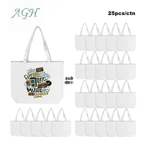 AGH 25pcs Sublimation Blank Canvas Tote Bag(47x12.7x38cm) for DIY Gift for Her