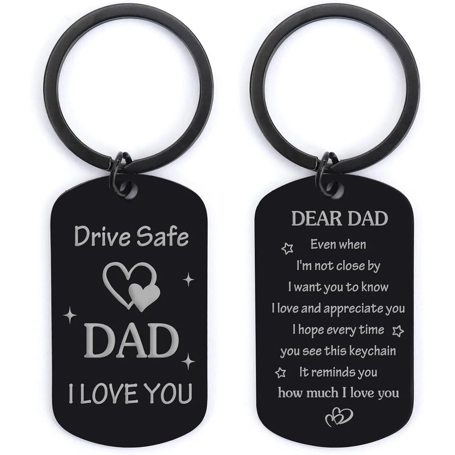 Fathers Day Gift for Dad from Daughter Son, Dad Birthday Gift Drive Safe Keychain for Him Father Papa Gifts Dad Gift from Daughter Son Fathers Day Gift for Husband from Wife cuban link chain Adjustable Heart Rate Couples Bracelet Set