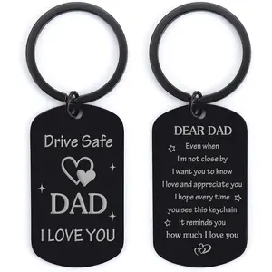 Fathers Day Gift for Dad from Daughter Son, Dad Birthday Gift Drive Safe Keychain for Him Father Papa Gifts Dad Gift from Daughter Son Fathers Day Gift for Husband from Wife cuban link chain Adjustable Heart Rate Couples Bracelet Set