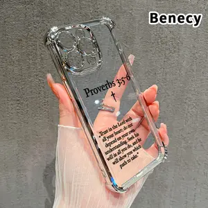 Four Corner Anti-Fall Excerpts From Minimalist Proverbs Pattern Phone Case for iPhone 16 Pro Max 15 Plus 14 13 12 11 E Shockproof Transparent Electroplated Protective Cover