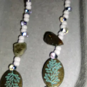 leaf pendant beaded earrings