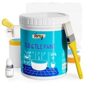 VERNY Tub Paint, Tub and Tile Refinishing Kit with Tools, White Bathtub Paint Water Based &Low Odor, Easy to Use for Sink Bathroom Shower- 35oz/50-55sq.ft