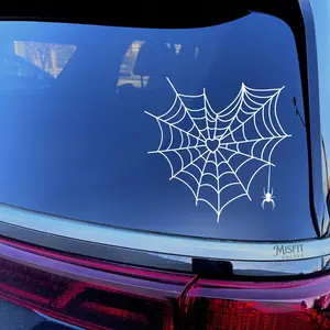 Heart Spider Web Car Decal: Gothic Punk Rock Vinyl Sticker